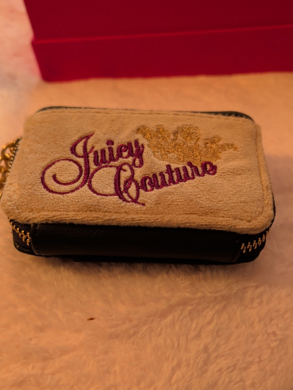 Juicy Couture Beige and Black Zip Pouch